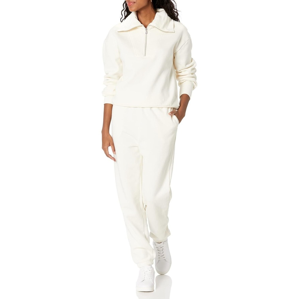 The Drop Women's Fleece Half-Zip Pullover Ivory XS NWT - Picture 4 of 6